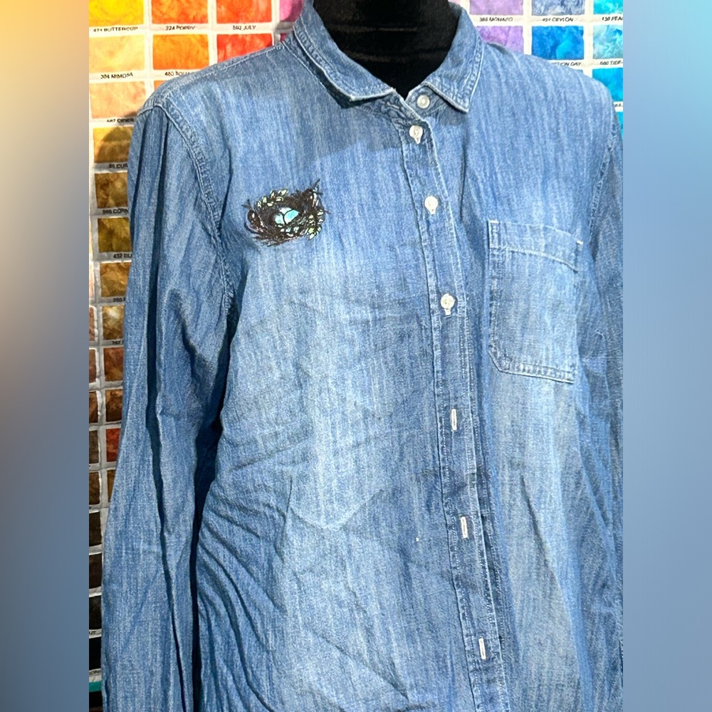 Embroidered Old Navy Denim Shirt